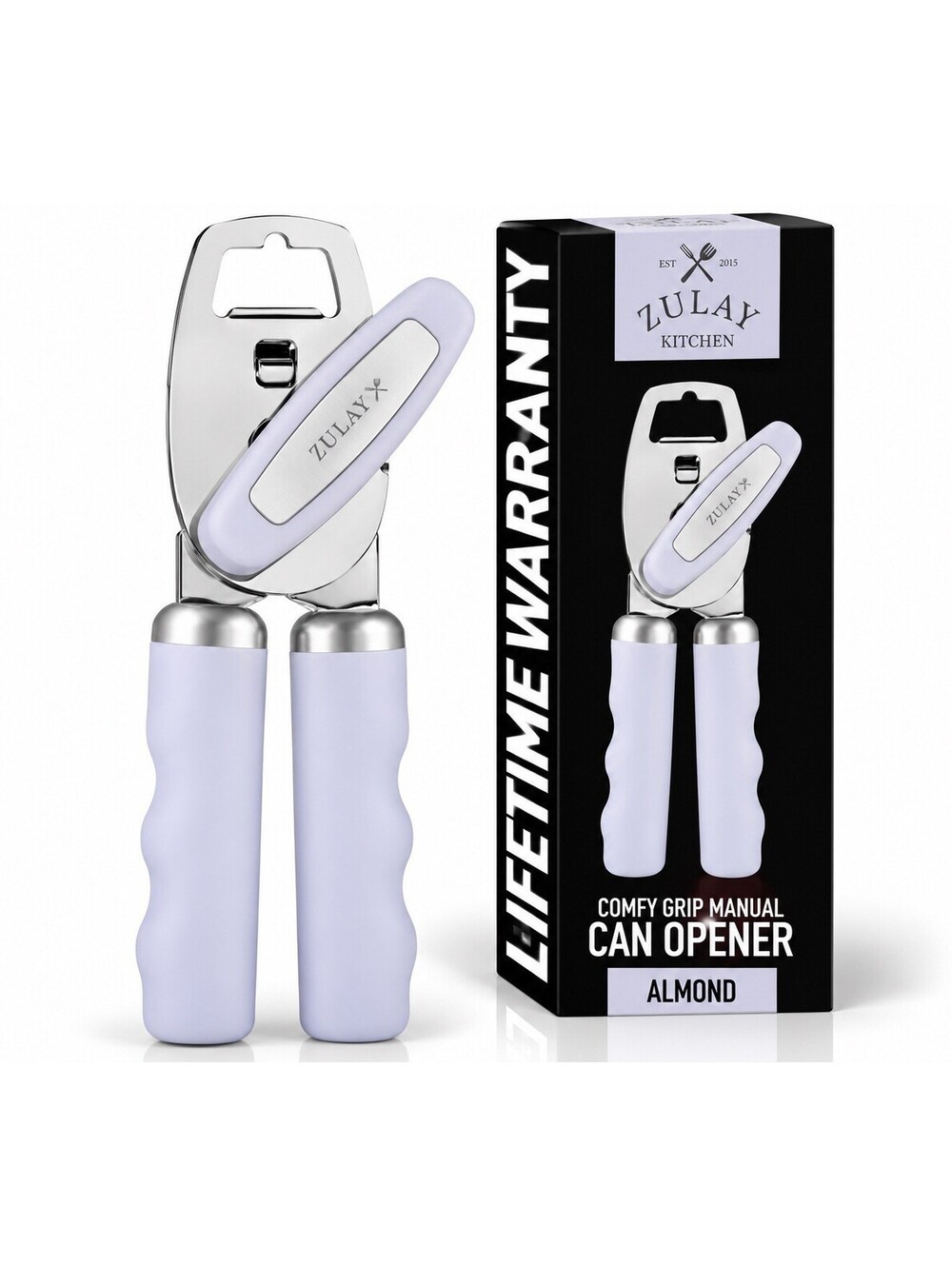 🤍 Zulay Kitchen Manual Can Opener – Comfy Grip – Almond – New